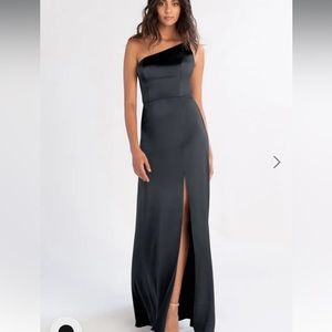 Black Satin Jenny Yoo dress